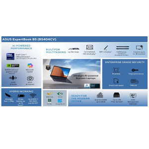 ASUS ExpertBook B5 PREMIUM B5404CM-AQ51714X 14" WUXGA I5-125U 16GB 512GB SSD W11P 3YW ASUS ExpertBook B5 PREMIUM B5404CM-AQ51714X 14" WUXGA I5-125U 16GB 512GB SSD W11P 3YW