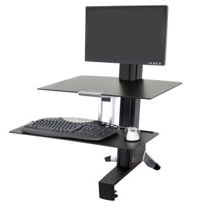 Ergotron WorkFit-S Single LD Workstation with Worksurface (black) Standing Desk Attachment - Front Clamp (33-350-200)