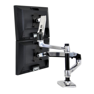 Ergotron LX Dual Monitor Arm, Stacking (polished aluminum) Two-Monitor Ergotron LX Dual Monitor Arm, Stacking (polished aluminum) Two-Monitor