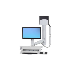 Ergotron SV Combo System with Worksurface & Pan Medium CPU Holder (white) Keyboard & Monitor Mount Workstation (45-595-216)
