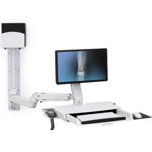 Ergotron 45-595-216 Ergotron SV Combo System with Worksurface & Pan Medium CPU Holder (white) Keyboard & Monitor Mount Workstation (45-595-216)