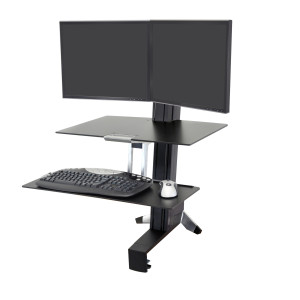 Ergotron WorkFit-S, Dual Workstation with Worksurface (white) Standing Desk Attachment - Front Clamp (33-349-211)