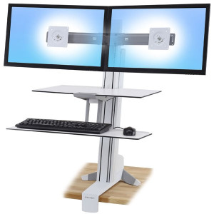 Ergotron 33-349-211 Ergotron WorkFit-S, Dual Workstation with Worksurface (white) Standing Desk Attachment - Front Clamp (33-349-211)
