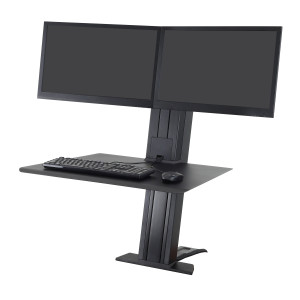 Ergotron WorkFit-SR Dual Monitor, Standing Desk Workstation (black) Sit-Stand Desk Attachment - Rear Clamp (33-407-085)
