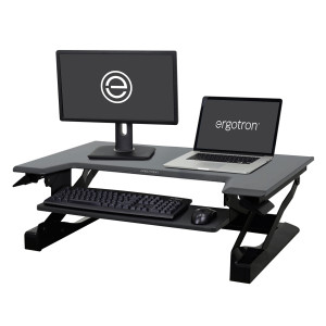 Ergotron 33-406-085 Ergotron WorkFit-TL Standing Desk Workstation (black with grey surface) Sit-Stand Desk Converter - Large Surface (33-406-085)