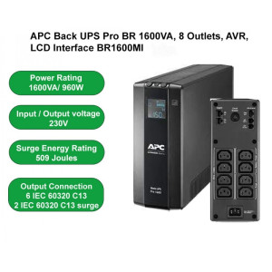 APC Back UPS Pro BR 1600VA 8 Outlets AVR LCD Interface BR1600MI