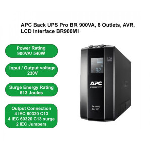 APC Back UPS Pro BR 900VA 6 Outlets AVR LCD Interface BR900MI