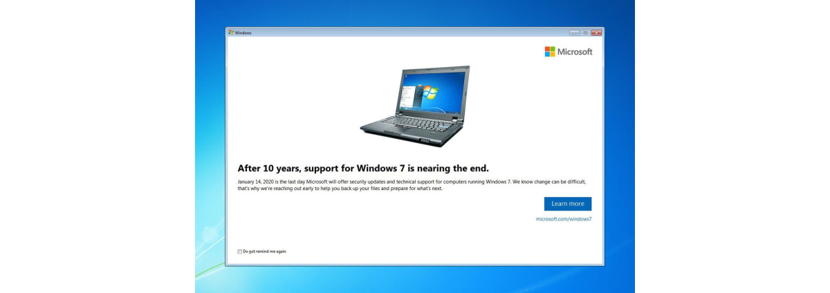 Windows 7 support will end on January 14, 2020